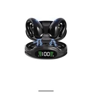 Open Ear Clip On Headphones Bluetooth 5.3 Wireless Earbuds YYK-S19 4HD Mic Black